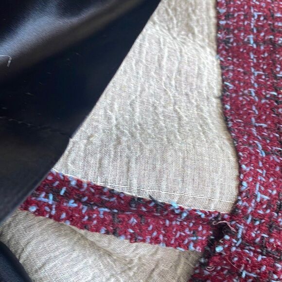 Vtg 60s Maroon, Light Blue & Black Tweed Plaid Coat - UNIQUE - Picture 9 of 9